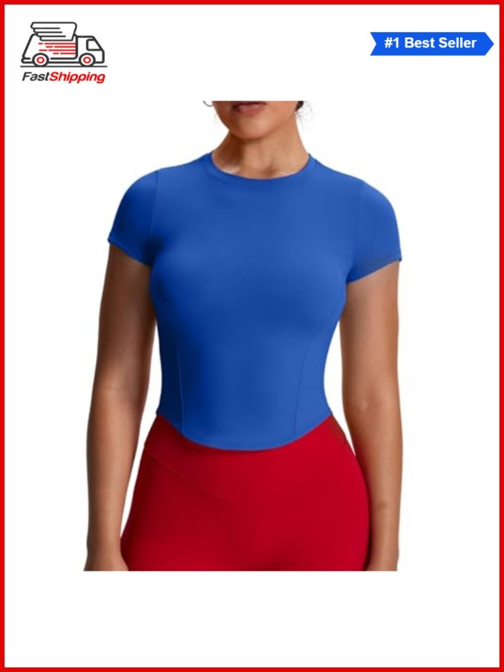 Women's Crew Neck Short Sleeve Active T-Shirt Nylon Spandex Gym Tee